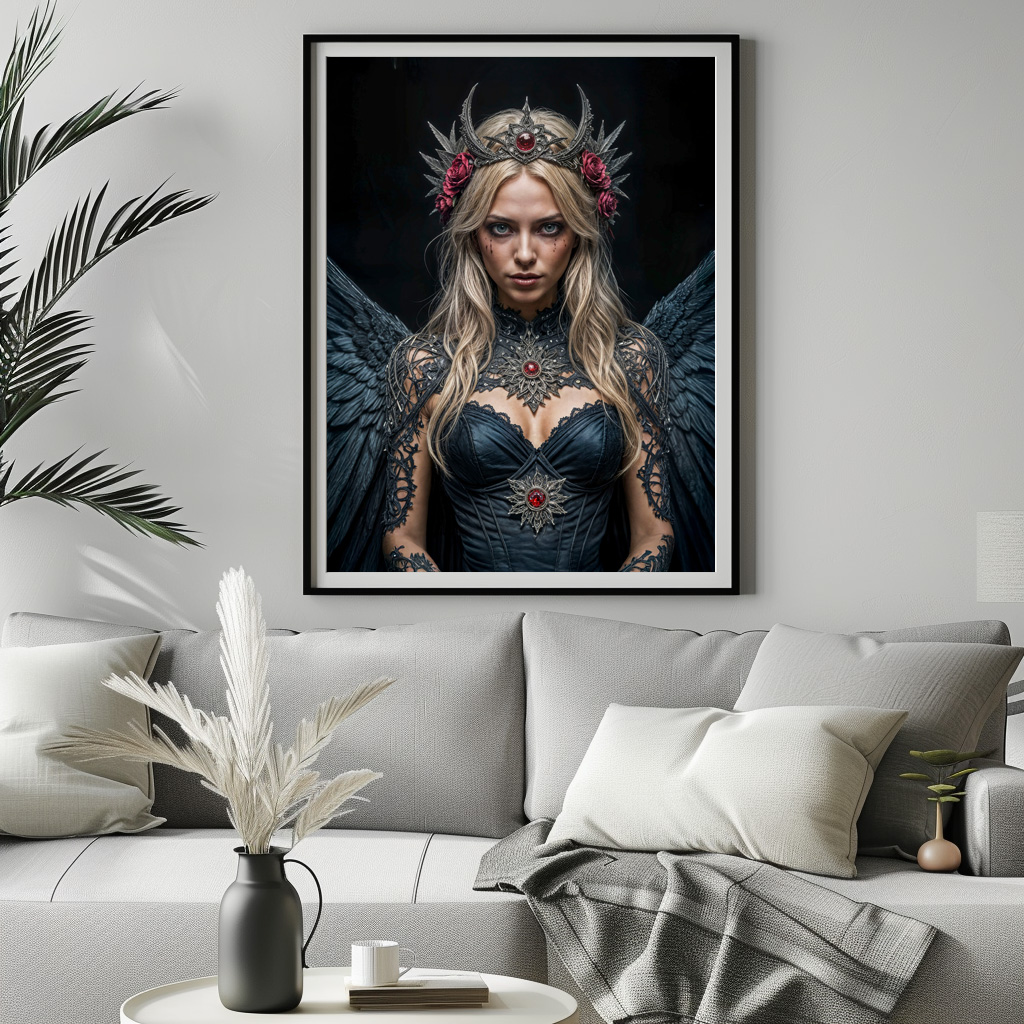 Poster: Dark Angel with Crown and Roses - immagine 2