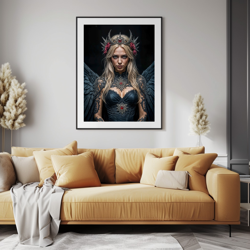 Poster: Dark Angel with Crown and Roses - immagine 3