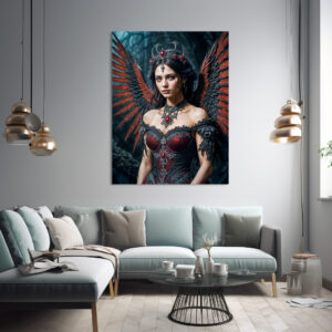 Poster: Dark Angel Queen with Red Wings