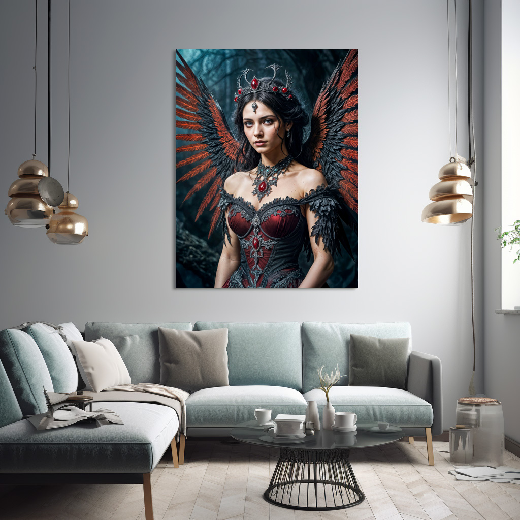 Poster: Dark Angel Queen with Red Wings