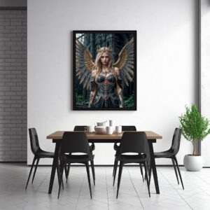 Poster: Majestic Dark Angel with Golden Wings