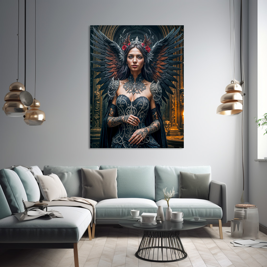 Poster: Dark Angel with Crown and Roses – Bild 2