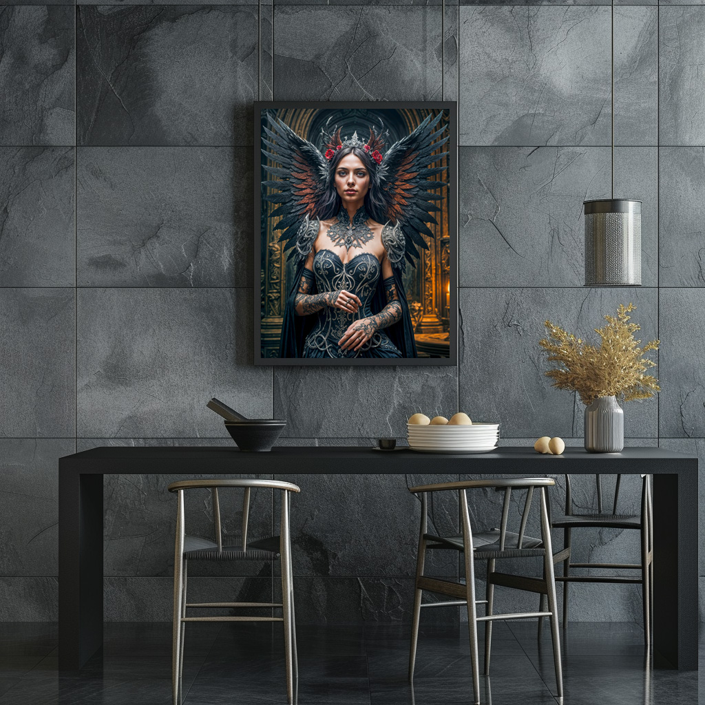 Poster: Dark Angel with Crown and Roses – Bild 3