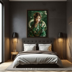 Poster: Girl with Snake Chinese Zodiac Art