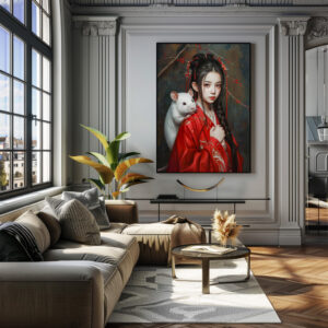 Poster: Girl with Rat Chinese Zodiac Art