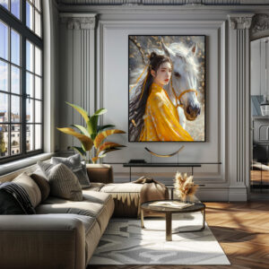 Poster: Girl with Horse Chinese Zodiac Art