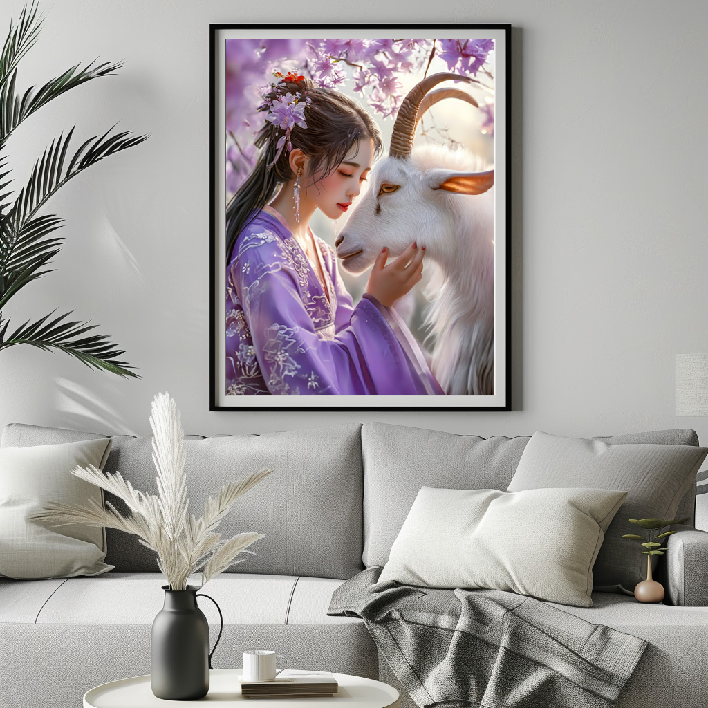 Poster: Girl with Goat Chinese Zodiac Art – Bild 2