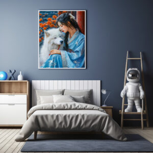 Poster: Girl with Dog Chinese Zodiac Art