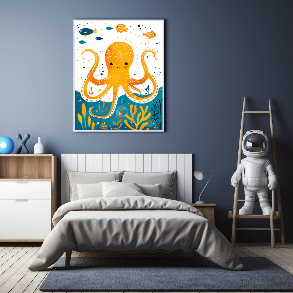 Poster: Cartoon of Playful Octopus with Colorful Fish – Image 3