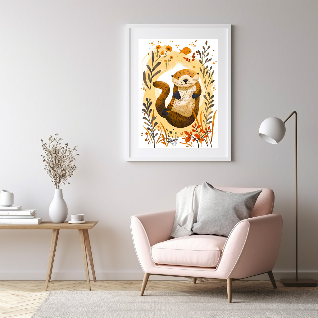 Poster: Cartoon of Sea Otter Floating in Ocean - immagine 3