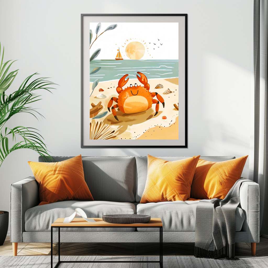 Poster: Cartoon of Crab on Beach with Boat - Image 2