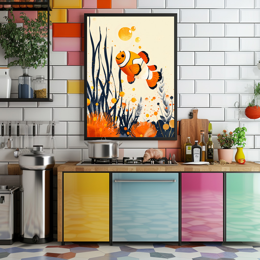 Poster: Cartoon of Clownfish in Coral Reef - Image 2