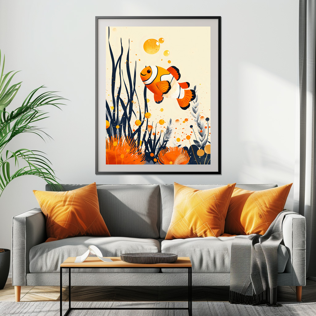 Poster: Cartoon of Clownfish in Coral Reef - Image 3