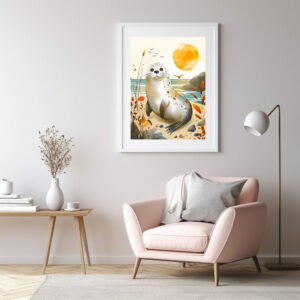 Poster: Cartoon of Friendly Sea Lion on the beach