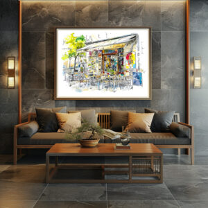 Poster: Watercolor Berlin Prenzlauer Berg Street Cafe