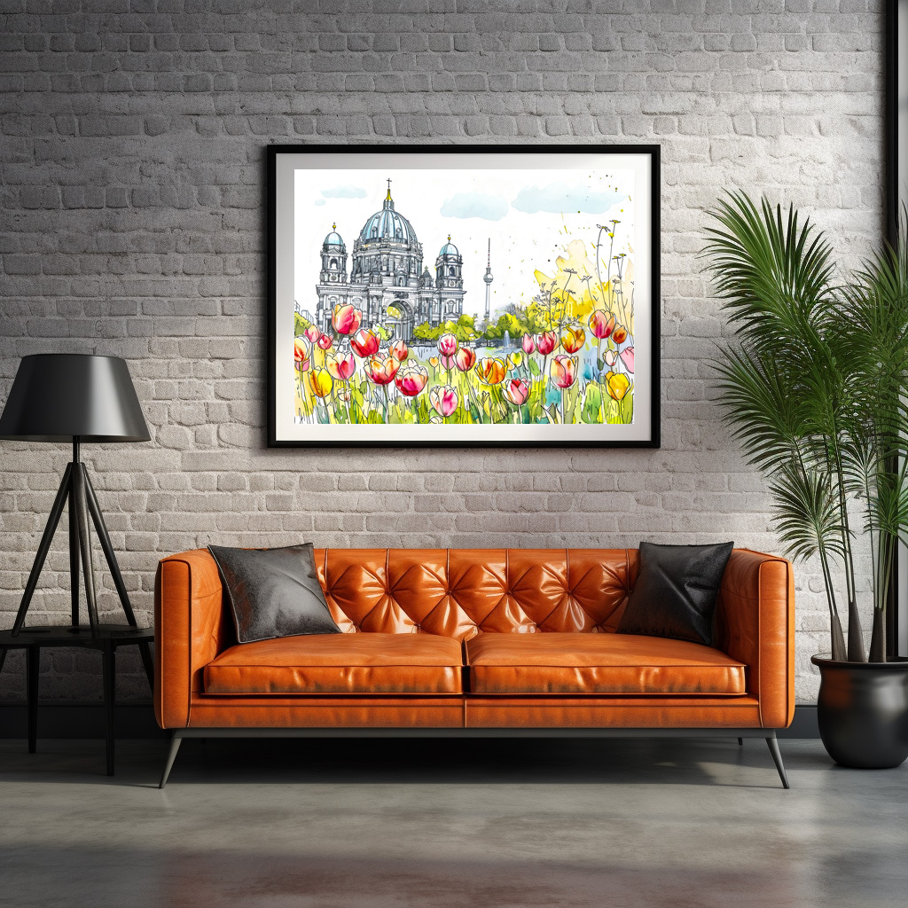 Poster: Watercolor Berlin Mitte Cathedral Spring - immagine 2