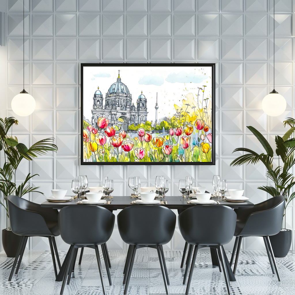 Poster: Watercolor Berlin Mitte Cathedral Spring - immagine 3