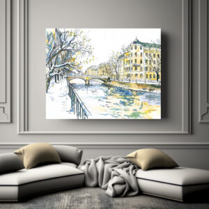 Poster: Watercolor Berlin Spandau Winter Havel