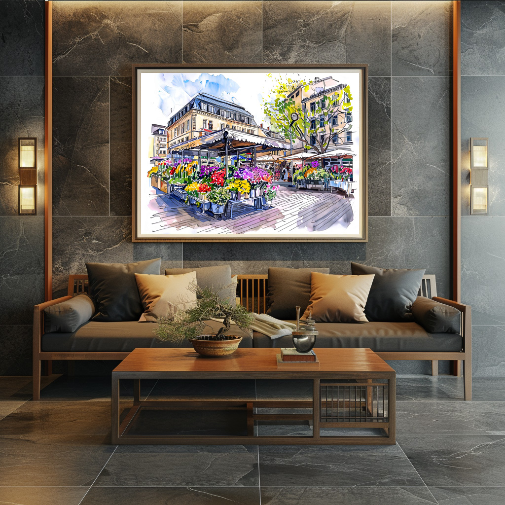 Poster: Watercolor Berlin Market Summer Flowers - Imagen 2
