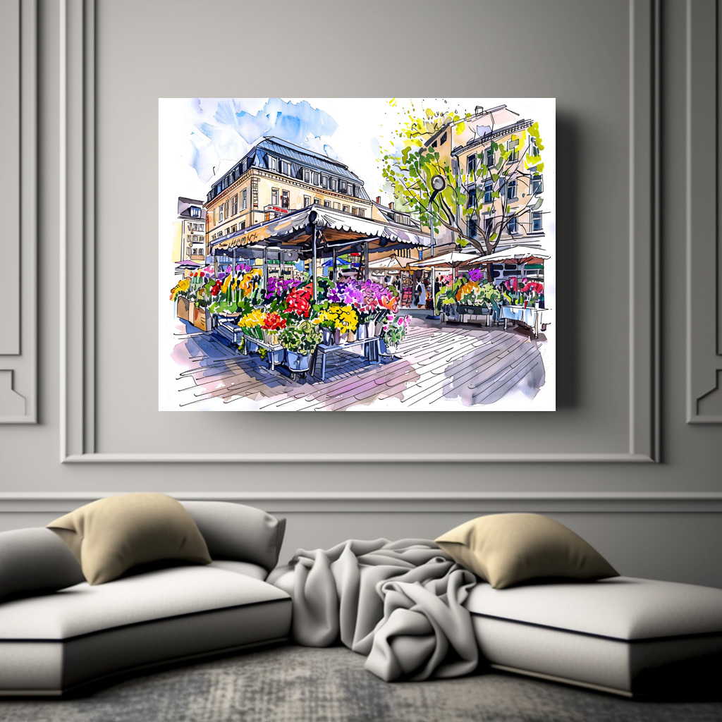 Poster: Watercolor Berlin Market Summer Flowers - Imagen 3