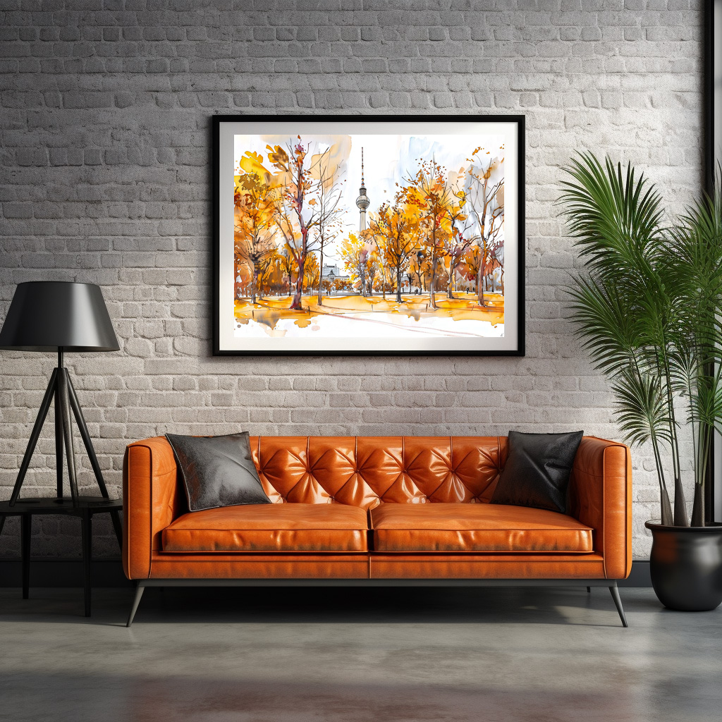 Poster: Watercolor Berlin Mitte Autumn TV Tower - immagine 2