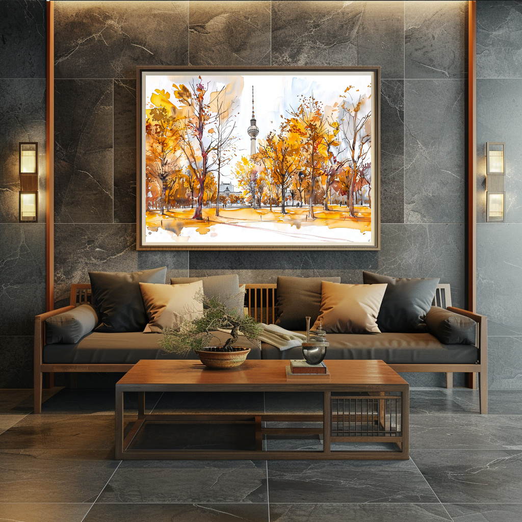 Poster: Watercolor Berlin Mitte Autumn TV Tower - immagine 3