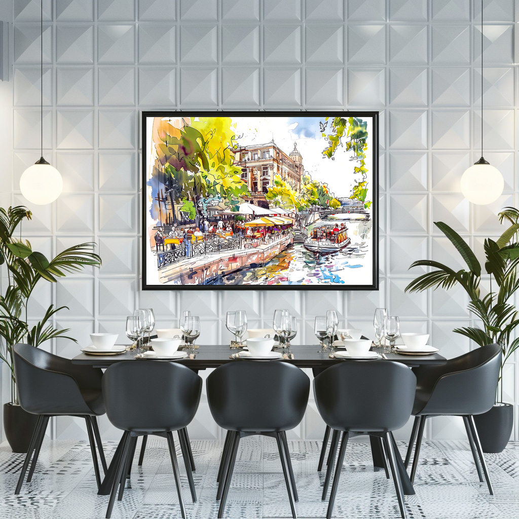 Poster: Watercolor Berlin Mitte Spree River Cafe - Imagen 2