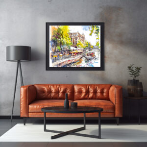 Poster: Watercolor Berlin Mitte Spree River Cafe