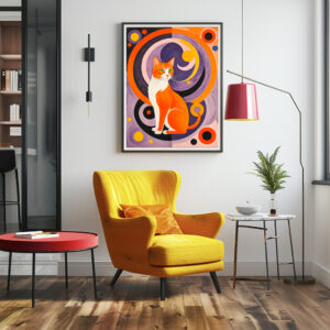 Poster: Cubist Cat Art with Colors