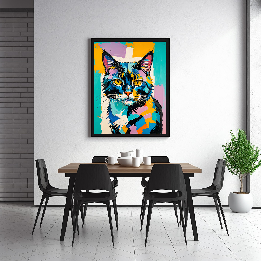Poster: Colorful Cubist Feline Art Cat – Bild 2
