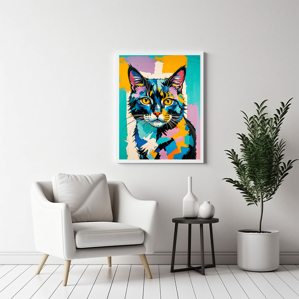 Poster: Colorful Cubist Feline Art Cat – Bild 3