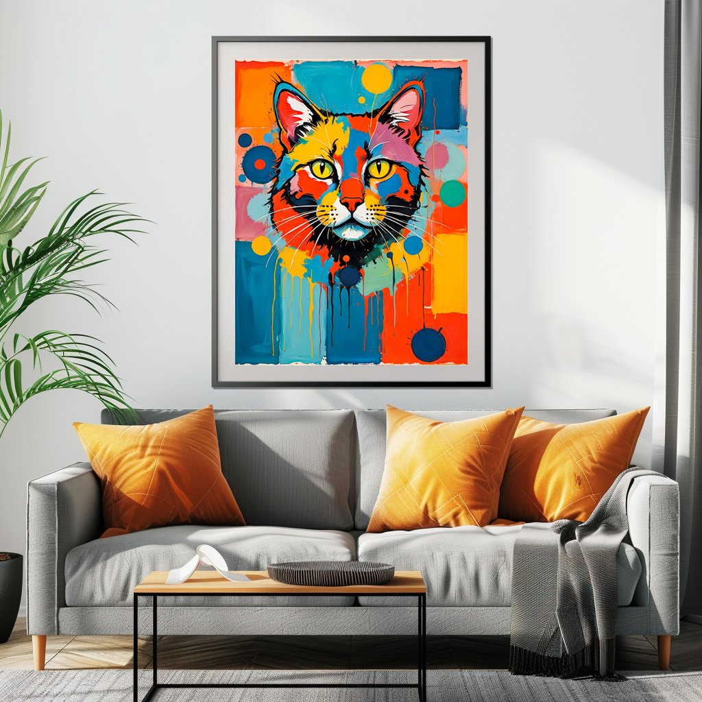 Poster: Abstract Cubist Cat Art Illustration - immagine 2