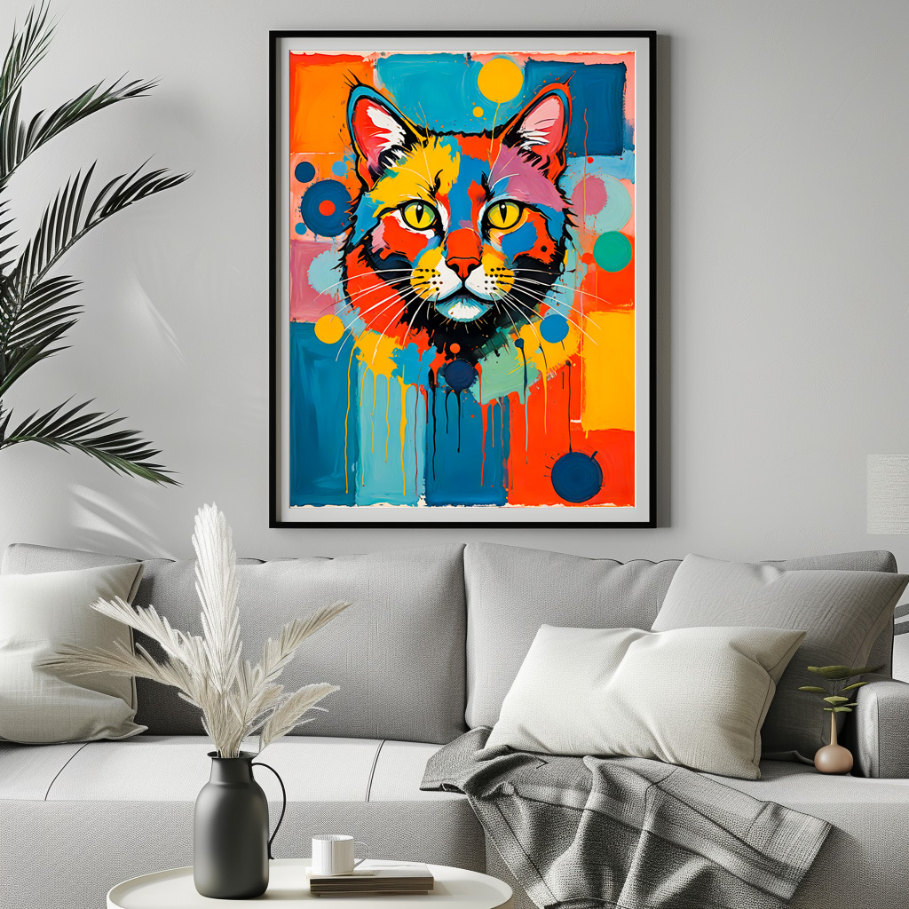 Poster: Abstract Cubist Cat Art Illustration - immagine 3