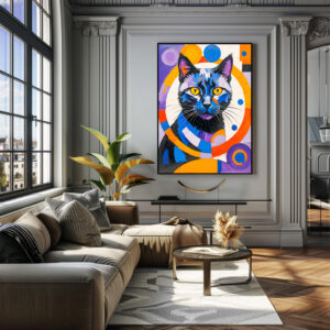Poster: Modern Geometric Cat Art painting