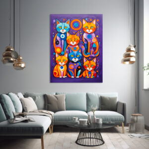 Poster: Colorful Cubist Cats Artwork