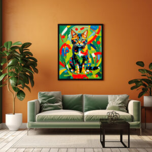 Poster: Geometric Feline Portrait in rich colours