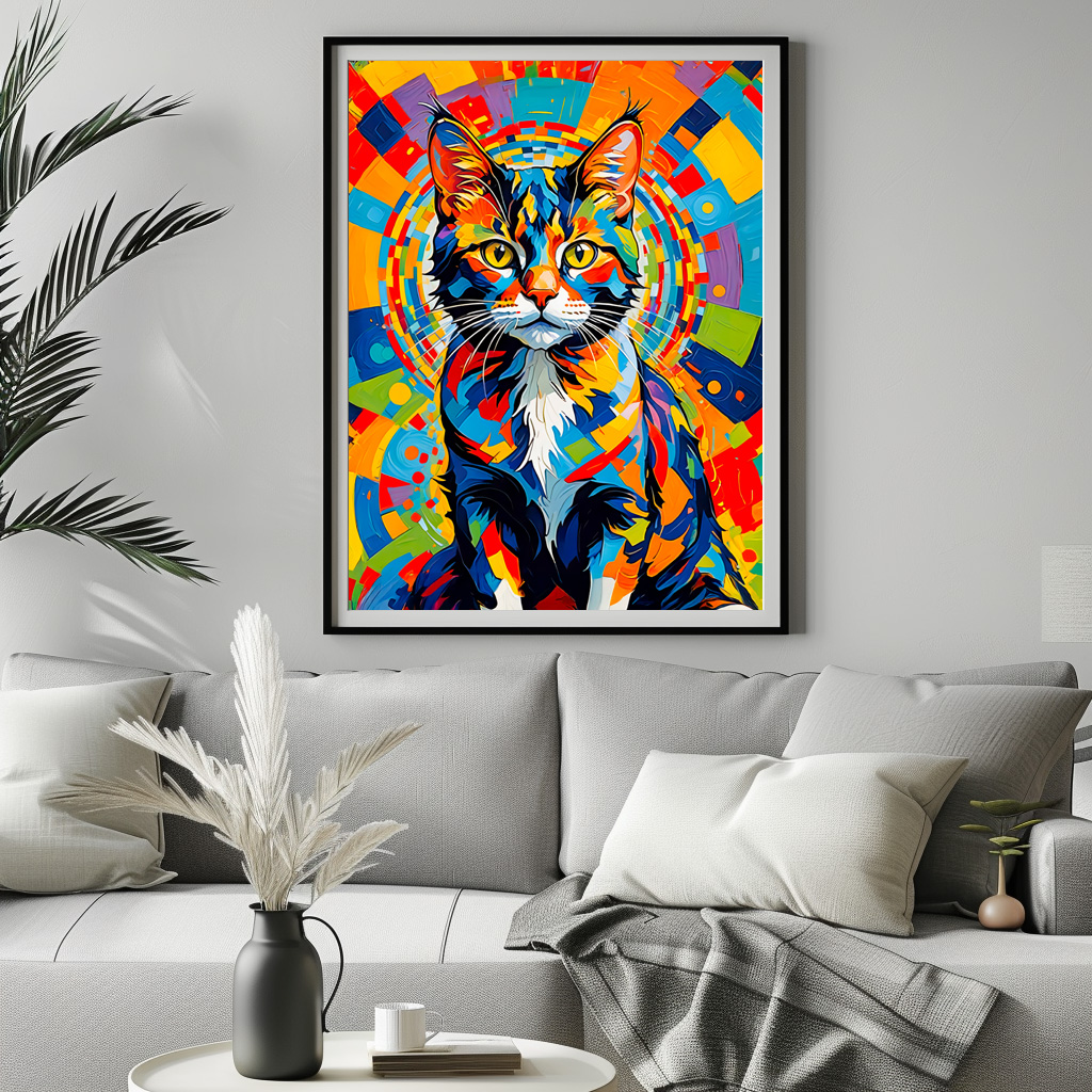 Poster: Bold Abstract Cat Art Painting – Image 2