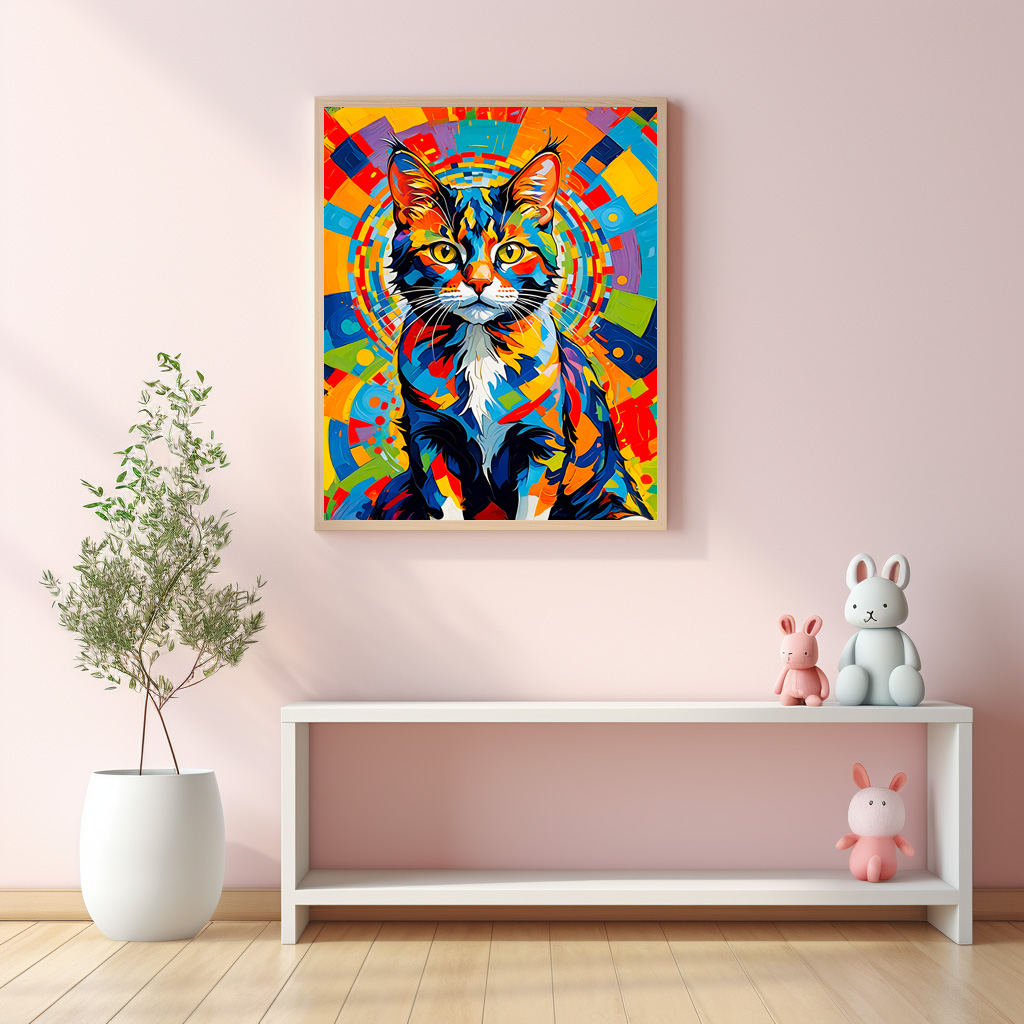 Poster: Bold Abstract Cat Art Painting – Image 3