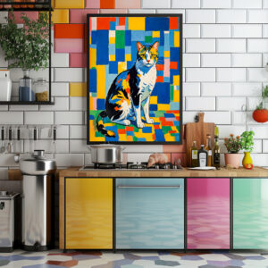 Poster: Modern Geometric Cat Artwork
