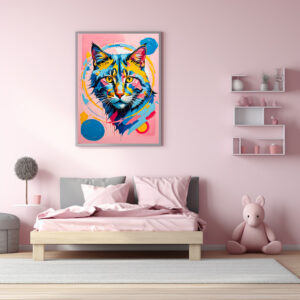 Poster: Bold Geometric Feline Art Cat