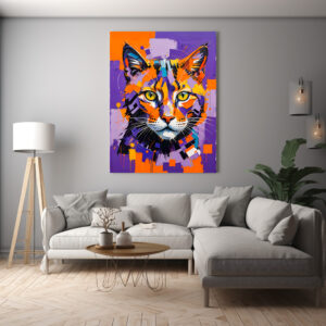 Poster: Modern Cubist Cat Art Painting