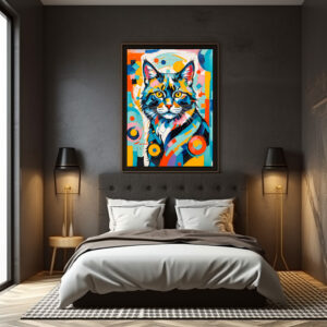 Poster: Abstract Feline Geometric Art Cat