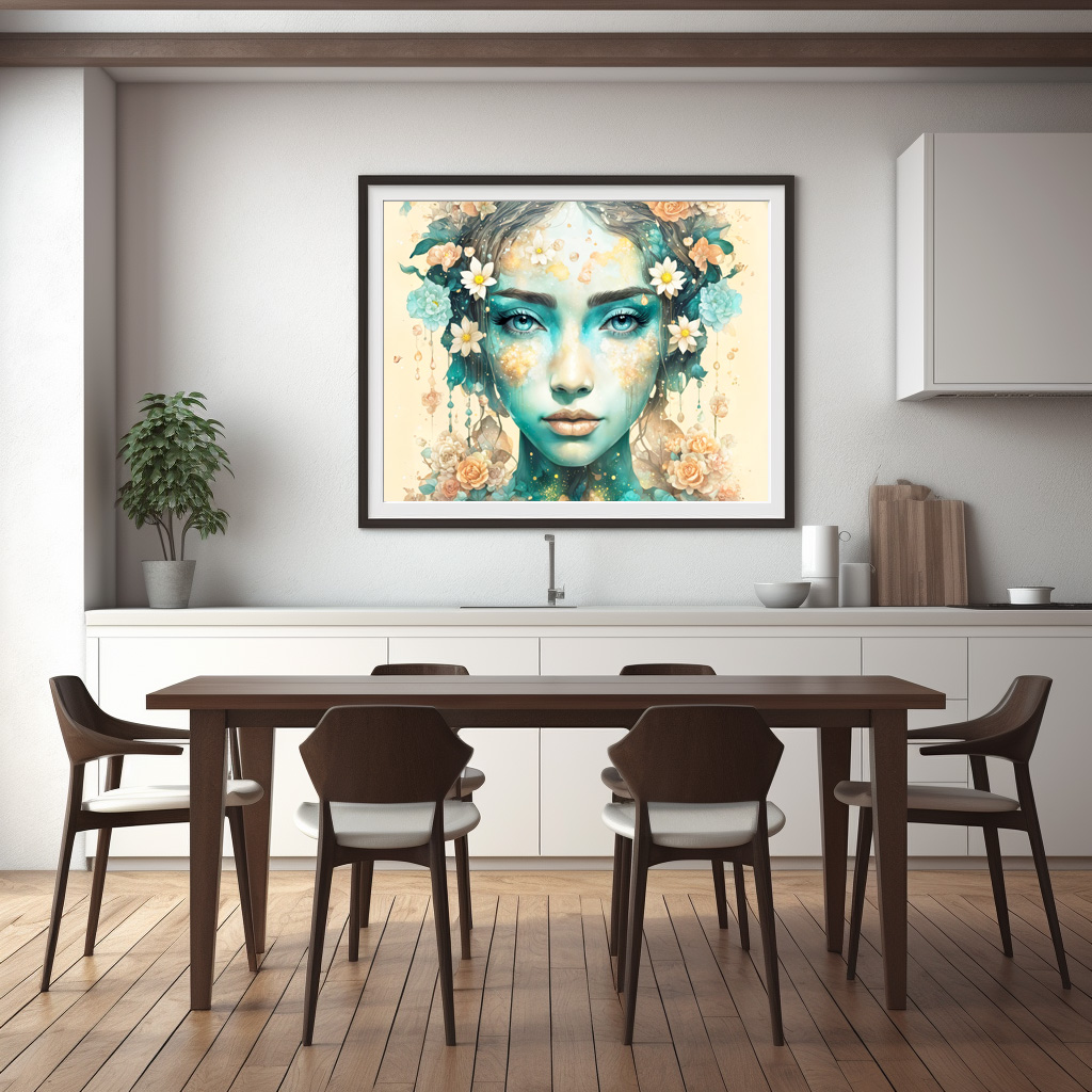 Poster: Golden Flower Fairy with Sparkling Eyes