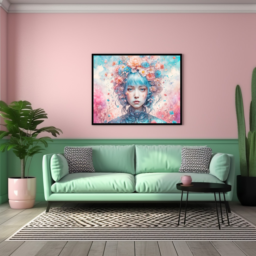 Poster: Flower Fairy with Blue Hair