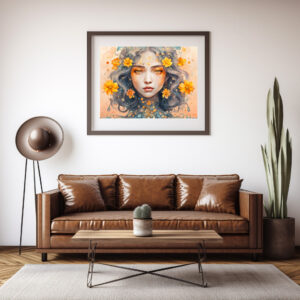 Poster: Golden Flower Fairy with Sparkling Eyes