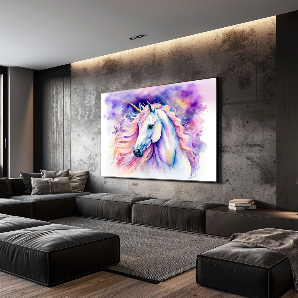 Poster: Mystical Unicorn Walking Beneath A Shimmering Rainbow – Bild 2