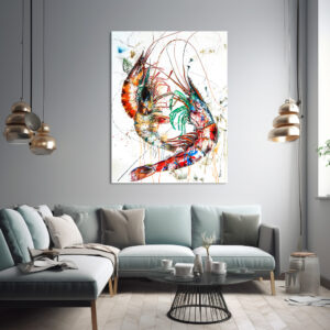 Poster: Abstract Watercolor Illustration of Shrimp