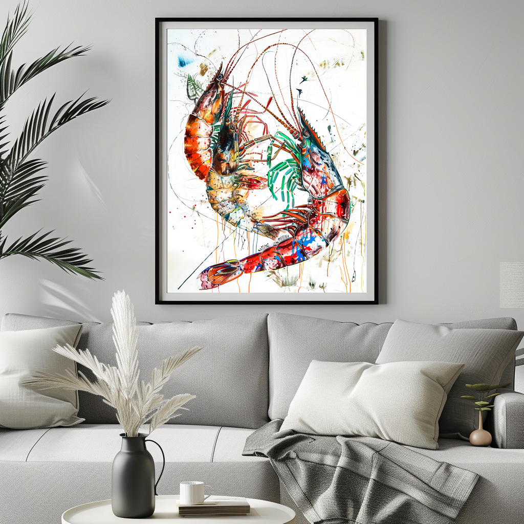Poster: Abstract Watercolor Illustration of Shrimp – Image 2