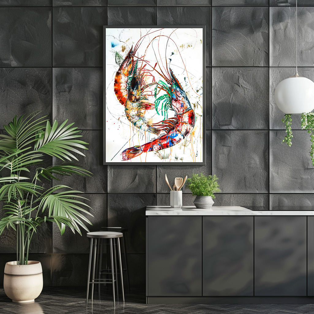 Poster: Abstract Watercolor Illustration of Shrimp – Image 3