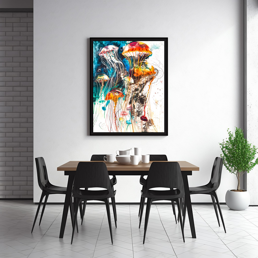 Poster: Abstract Watercolor Illustration of Jellyfish – Image 2